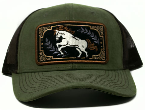 Baseball Cap Western Patch Horse, Olive
