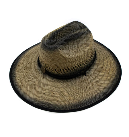 Lifeguard Straw Hats w/Sun - Black - O/S