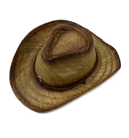 Straw Cowboy Hat with Sun Button Band