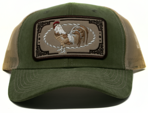 Baseball Cap Western Patch Rooster, Olive