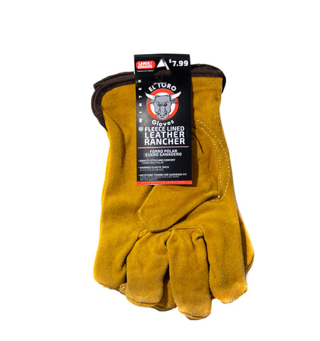 El Toro Gloves - Lined Leather Rancher LG
