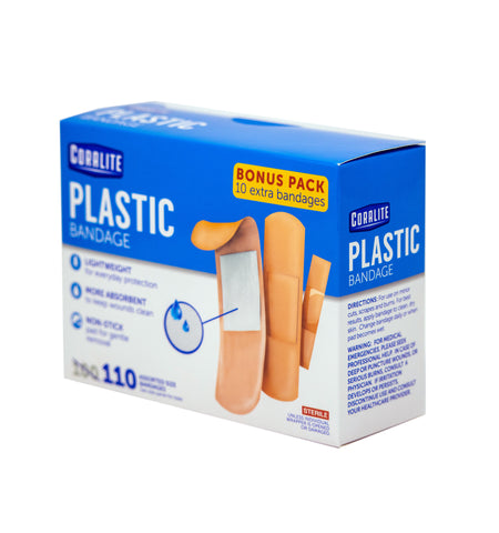 Coralite Plastic Bandage, Assorted Sizes 110 Ct