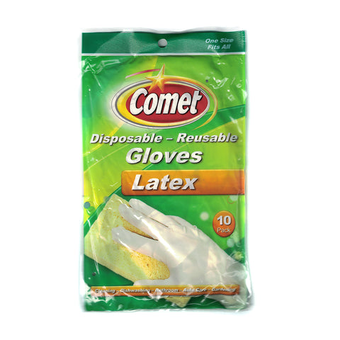 00192 - Comet Disposable - Reusable Latex Gloves - 10 pk.