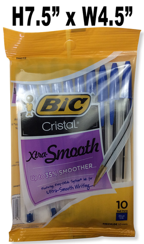 Stationery - Bic Cristal Xtra Smooth BP Pens, 10 Pk - Blue