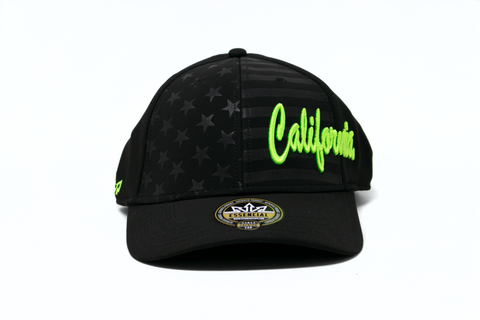 Baseball Cap -  California Black w/ Green Letters