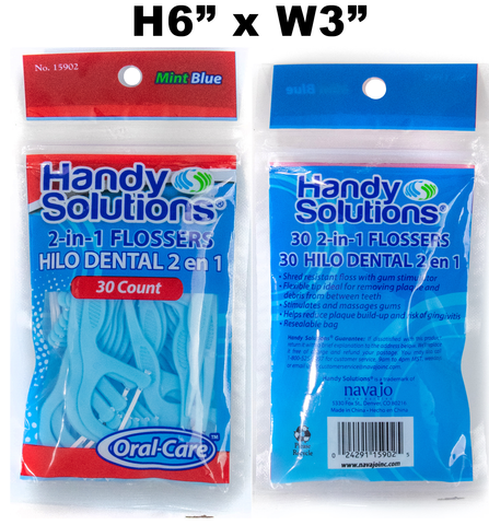 Handy Solutions 2-in-1 Flossers, 30 Ct