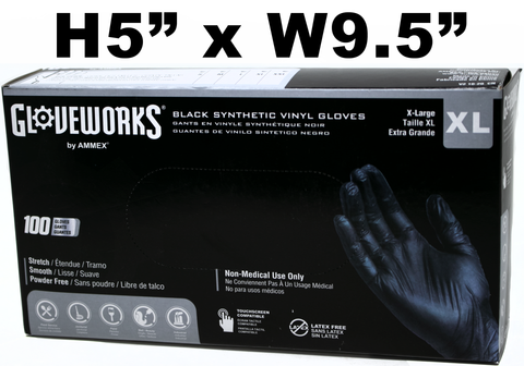 Gloveworks Black Synthetic Vinyl Gloves XL - 100 ct. Extra Strong **ALL SALES FINAL**