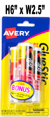 Stationery - Avery Glue Stick, 2 Pk + 1 Bonus