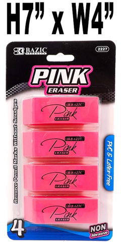 Stationery - Eraser 'Pink' - 4 ct.