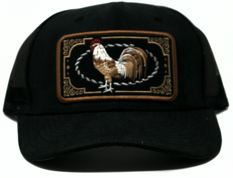 Baseball Cap Western Patch Rooster, Black