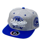 Snapback Cap - The Golden State California, Light Grey w/Royal Blue Brim