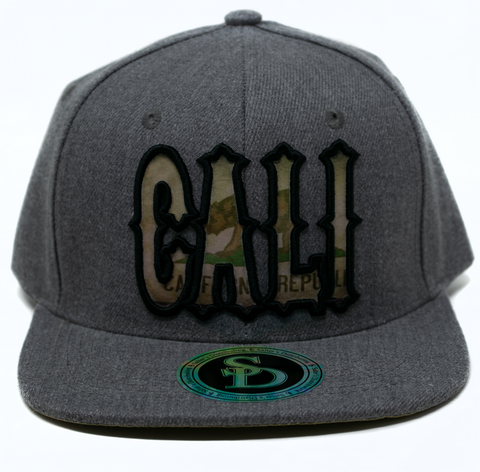 Snapback Cap - Cali California Republic Flag, Heather Grey