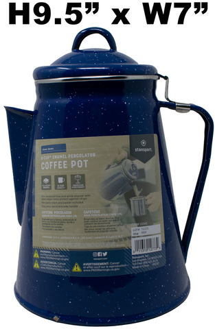 Enamel Coffee Pot - 8 Cup w/basket