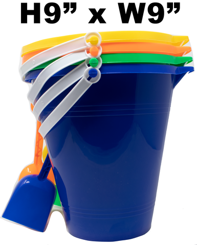 9" Round Bucket w/Shovel 4 Colors