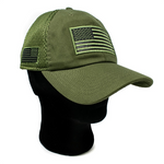 Micro Mesh USA Flag Baseball Cap - O/S (adjustable), Olive