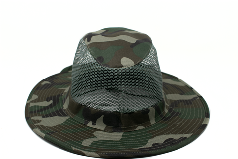 Bucket Hats w/Flap - Mesh Green Camouflage