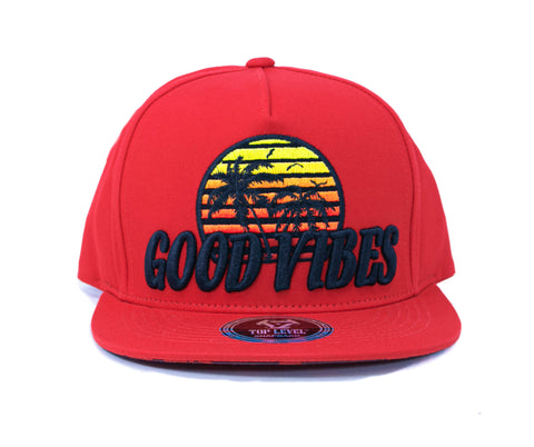 Snapback Cap -  Good Vibes Heather Red