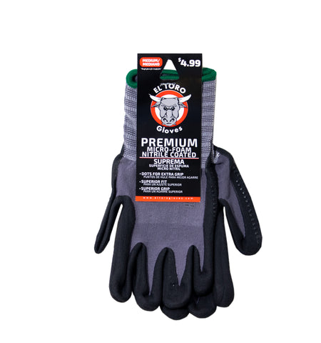 El Toro Gloves - Premium Micro-Foam Nitrile Ctd. M