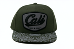 Snapback Cap -  Cali Patch w/Bandana Print Brim, Olive