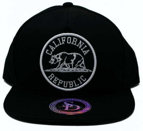 Snapback Cap California Republic Circle Patch, Black