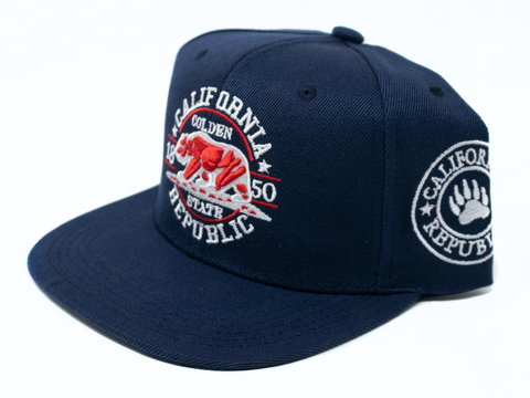 Snapback Cap - California Republic Golden State, Navy