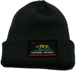 Beanie - Square California Republic Patch, Charcoal w/Lining