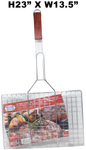 Alpine Cuisine - BBQ Grill Rectangular Flat with Wood Handle 24in