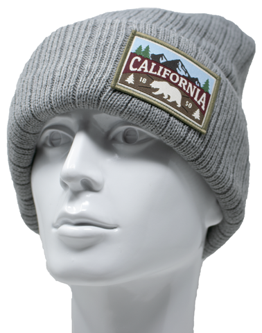 Beanie - California Patch Light Grey