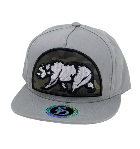 Snapback Cap Cali Bear Dome Patch Light Grey