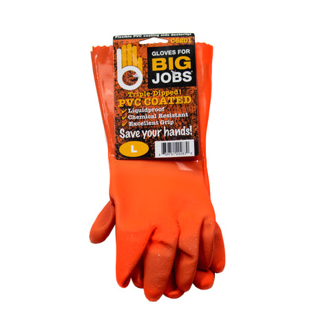#C6201 Orange Double-Dipped PVC Glove LG