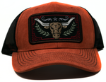 Baseball Cap Western Patch Bull, Orange