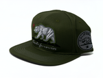 Snapback Cap -  Large Cali Bear Red Star, Olive