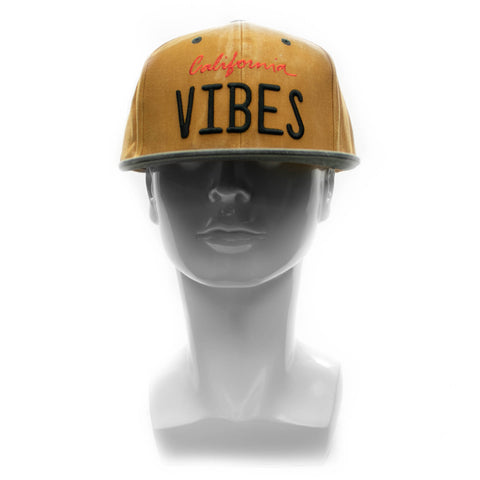 Snapback Cap - California Vibes, Mustard w/Faded Black Brim