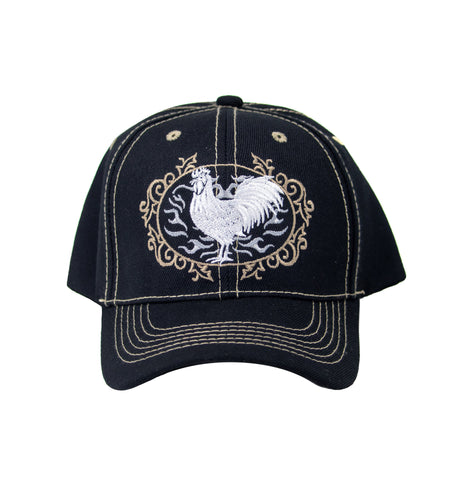 Baseball Cap - Black w/Gray Rooster