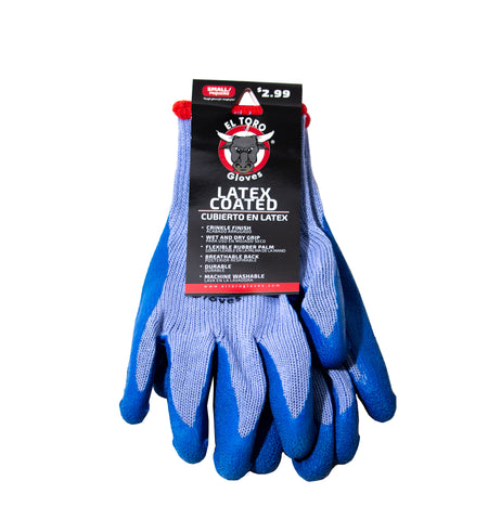 El Toro Gloves - Latex Coated Blue Grip SM