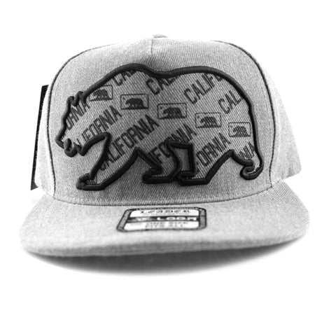 Snapback Cap - California Big Bear Patch, Heather Grey