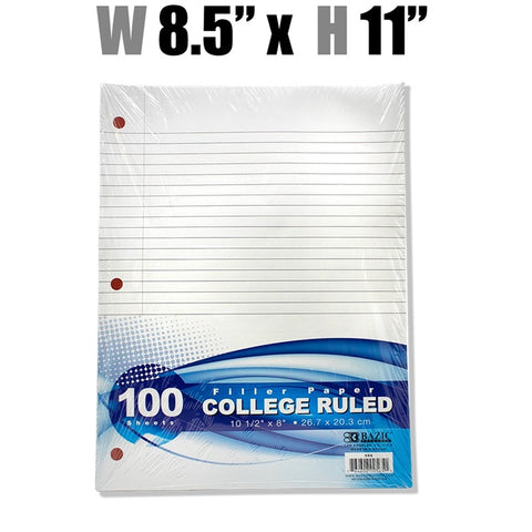 Stationery - Filler Paper College Ruled - 100 ct.