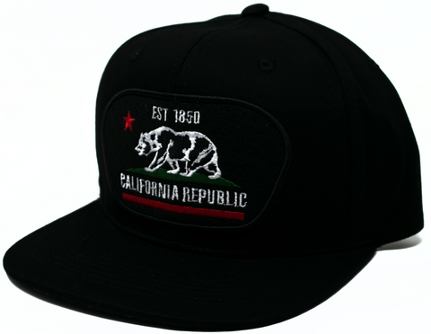 Snapback Cap Est 1850 California Republic Patch, Black
