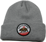 Beanie - Round California Republic Patch, Heather Grey w/Lining