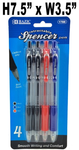 Stationery - Spencer Retr. Ball Pt. Pens:  Asst. - 4 pk.