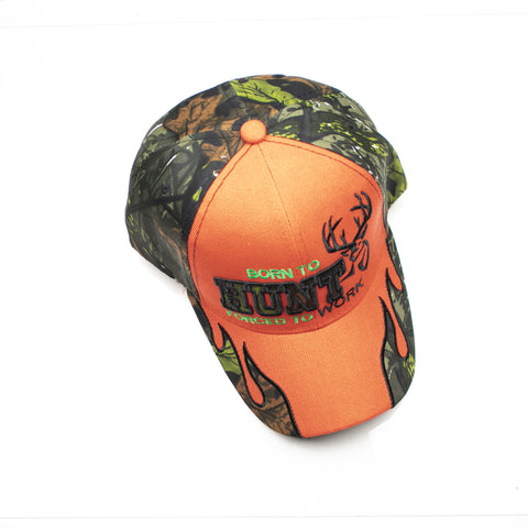 Baseball Cap -Born to Hunt Orange Flame