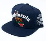 Snapback Cap - California Bear on State Outline, Navy