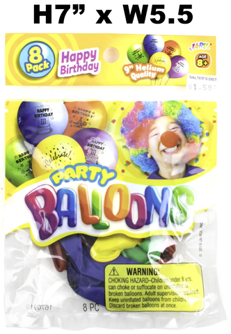 Toys $1.59 - Happy Birthday Balloons, 8 Pk