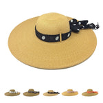 Ladies Straw Hat w/Polka Dot Ribbon