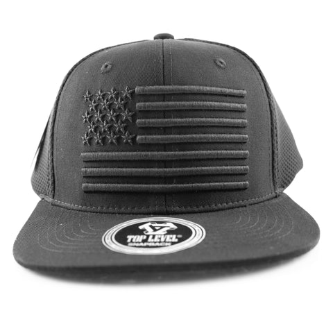 Snapback Cap - Mesh USA Flag Black