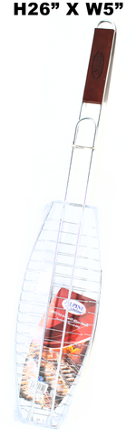 Alpine Cuisine - BBQ Fish Grill 26in with Wood Handle