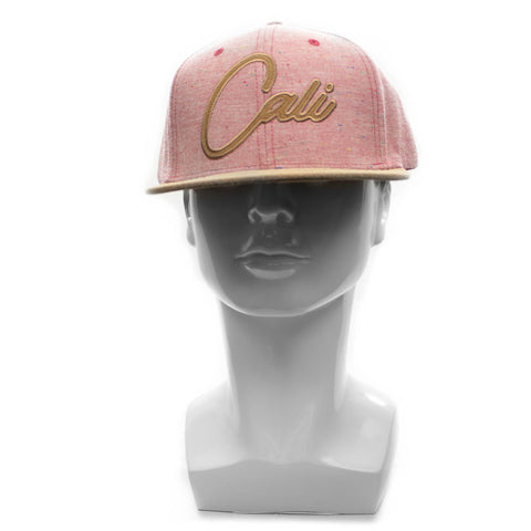 Snapback Cap - Cali Confetti, Light Red w/Tan Bill