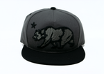 Snapback Cap -  Large Cali Bear, Dark Grey w/Black Brim