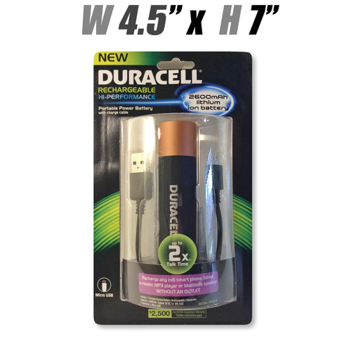 #PRO515 Duracell Portable Power Battery w/charge cable:  Any smart phone, tablet, e-reader