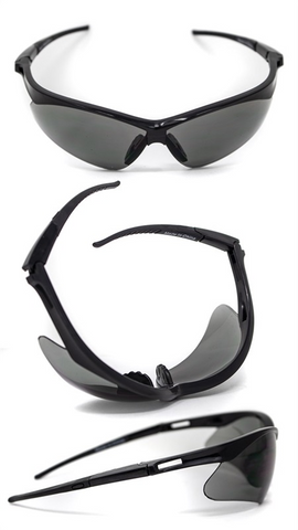 Safety Glasses RE50-SMK Razor Edge II Black Smoke Lens, Anti-Scratch Rubber Temples